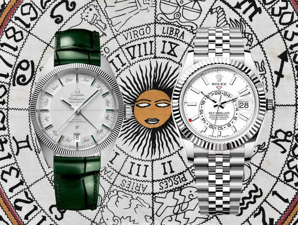 Fake Rolex Sky-Dweller and Omega Constellation Globemaster Annual Calendar: Correct from March to February